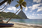 A view of the Pitons near Soufriere in St. Lucia, Windward Islands, West Indies, Caribbean, Central America