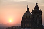 Sunset behind the Templo de la Concepcion, a chuch in San Miguel de Allende (San Miguel), Guanajuato State, Mexico, North America