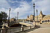 Plaza de Espana erected for the 1929 Exposition, Parque de Maria Luisa, Seville, Andalusia (Andalucia), Spain, Europe