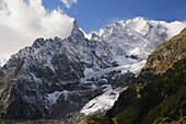Monte Bianco (Mont Blanc) seen from Vallee d'Aosta, Suedtirol, Italy, Europe