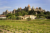 Walled and turreted fortress of La Cite, Carcassonne, UNESCO World Heritage Site, Languedoc, France, Europe