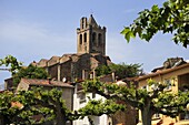 Church viewed from the market square, Prats-de-Mollo-de-Preste, Languedoc-Roussillon, France, Europe