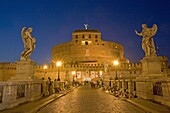 St. Angelo Castle (Castello San'Angelo) (Mole Adriana) and St. Angelo Bridge, Rome, Lazio, Italy, Europe