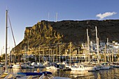 Sailing boats at the habour of Puerto de Mogan, Gran Canaria, Canary Islands, Spain, Atlantic, Europe