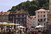 Open air market by the river Ljubljanica, Ljubljana, Slovenia, Europe