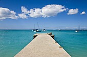 Wooden pier on the beach at Grand-Case on the French side,  St. Martin,  Leeward Islands,  West Indies,  Caribbean,  Central America