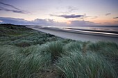 Sand dunes at Murlough Nature Reserve,  with views to Dundrum Bay,  County Down,  Ulster,  Northern Ireland,  United Kingdom,  Europe