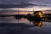 Boat house at dawn, Stavern, Norway