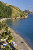 Elevated view over Frigate Bay Beach, Frigate Bay, St. Kitts, Leeward Islands, West Indies, Caribbean, Central America