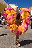 Colourfully costumed woman during Carnival, Mindelo, Cape Verde Islands, Africa