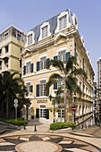 Typical Macau architecture near Largo do Senado Square, Macau, China, Asia