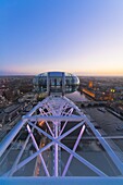 London skyline at twilight seen from the London Eye Observation Wheel, London, England, United Kingdom, Europe