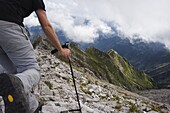 Hiker in the Apuan Alps, Tuscany, Italy, Europe
