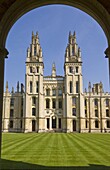 The inner walls and quadrangle of All Souls College, Oxford, Oxfordshire, England, United Kingdom, Europe