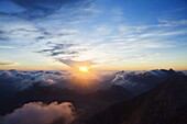 Sunset, view from Pania della Croce, 1858m, Apuan Alps, Tuscany, Italy, Europe