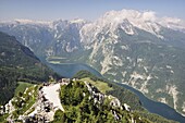 View from Jenner of the Berchtesgadener Land, Koenigssee and Watzmann, Bavaria, Germany, Europe