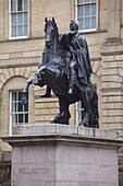 Equestrian statue of Wellington outside HM General Register House, Edinburgh, Lothian, Scotland, United Kingdom, Europe