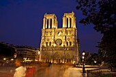 Notre Dame Cathedral at night, Paris, France, Europe