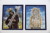 Azulejo mosaic tilework panels, Arcos de la Frontera, Andalucia, Spain, Europe