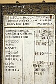 Timetable for the Colombo to Badulla train at Pattipola, highest railway station in Sri Lanka, 1892m, Pattipola, Sri Lanka, Asia