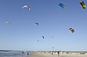 Kite surfing on Yanai beach, Israel, Middle East