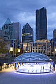 The Ice Rink at night, Robson Square, Downtown, Vancouver, British Columbia, Canada, North America
