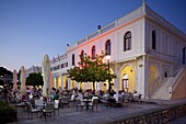 Restaurant at dusk, Solomos Square, Zakynthos Town, Zakynthos, Ionian Islands, Greek Islands, Greece, Europe