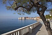 View of Old Town Dubrovnik from terrace of Excelsior Hotel, Dubrovnik, Croatia, Europe