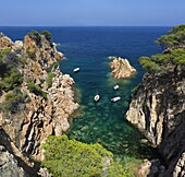 Secluded cove, Aiguaxelida, near Palafrugell, Costa Brava, Catalonia, Spain, Mediterranean, Europe