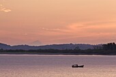 Fishing boat at sunset, Isla Boca Brava, Panama, Central America