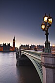 Looking across the River Thames towards the Houses of Parliament and Westminster Bridge, London, England, United Kingdom, Europe
