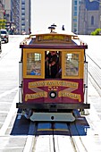 Cable car crossing California Street, San Francisco, California, United States of America, North America