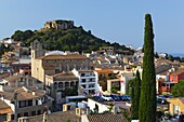 Ruined castle above old town, Begur, Costa Brava, Catalonia, Spain, Europe