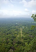 View of water gardens from summit of Sigiriya Lion Rock Fortress, UNESCO World Heritage Site,  Sigiriya, Sri Lanka, Asia