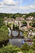 Knaresborough Viaduct and River Nidd in summer, Knaresborough, North Yorkshire, Yorkshire, England, United Kingdom, Europe