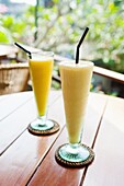 Mango fruit juice at breakfast in a cafe in Ubud, Bali, Indonesia, Southeast Asia, Asia