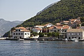 Houses on the edge of The Bay of Kotor, Montenegro, Europe