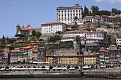 Buildings overlook the River Douro on the Ribeira District, UNESCO World Heritage Site, Porto, Douro, Portugal, Europe