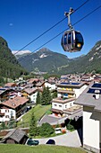 View over town and cable car, Canazei, Val di Fassa, Trentino-Alto Adige, Italy, Europe