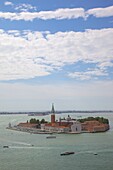 View of Isle of San Giorgio Maggiore from Basilica San Marco from Campanile, Venice, UNESCO World Heritage Site, Veneto, Italy, Europe