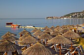 View of Budva Old Town and Beach, Budva Bay, Montenegro, Europe