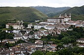 A view over the town of Ouro Preto from near the church of Sao Francisco de Paula, Ouro Preto, UNESCO World Heritage Site, Minas Gerais, Brazil, South America