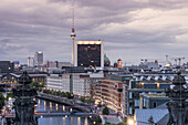 View from Reichtag cupola to Alex TV Tower, Dome, Spree, Berlin