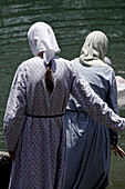 Orthodox jews at a baptism, Jordan, Yardenit, Israel