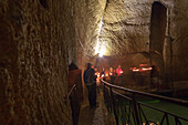 Naples underground, Sotterranea, subterranean tour, yellow tufa, ancient Roman cistern, historic centre, Naples, Napoli, Italy