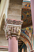 Detail Saeule, Basilika St. Godehard, romanisches Kapitell, Hildesheim, Niedersachsen, Deutschland