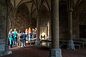 tourist group, cloisters, Walkenried Abbey, former Cistercian abbey, World Heritage Site, Lower Saxony, Northern, Germany