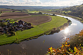 view above Weser River, near Pegestorf, Lower Saxony, Germany