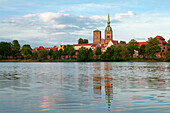 View over the Knieperteich to the Old Town and the Nikolaikirche, Stralsund, Baltic Sea, Mecklenburg-West Pomerania, Germany
