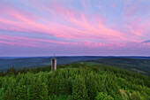 View from Kickelhahn hill, near Ilmenau, Goethe hiking trail, nature park Thueringer Wald, Thuringia, Germany